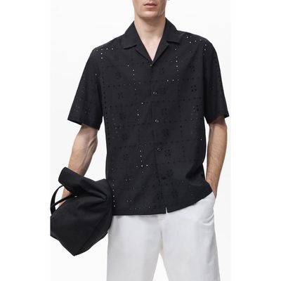 MANGO MANGO Cotton Broderie Anglaise Button-Up Shirt
