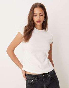 Mango Mango cotton cap sleeve T-shirt in white