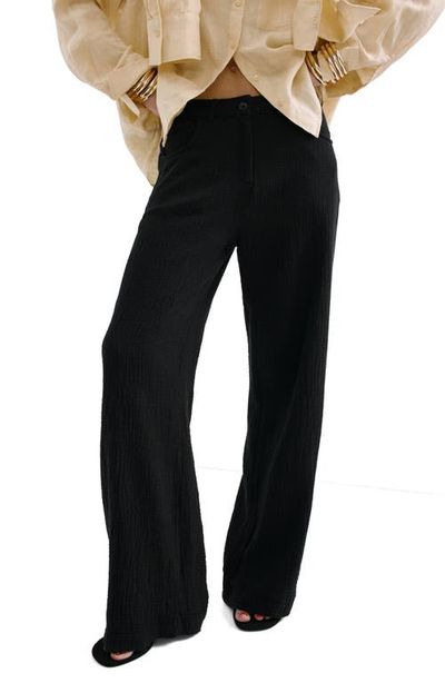 MANGO MANGO Cotton Double Gauze Straight Leg Pants