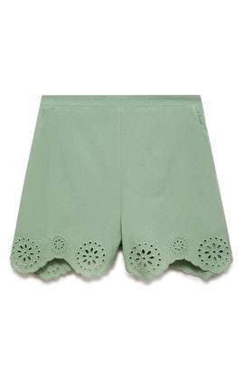 MANGO MANGO Cotton Eyelet Shorts
