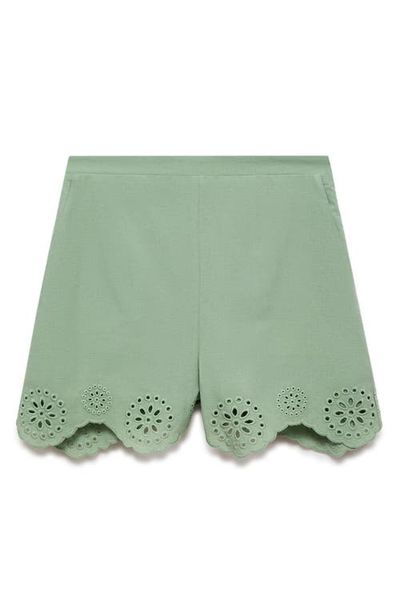 MANGO MANGO Cotton Eyelet Shorts