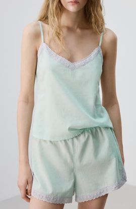 MANGO MANGO Cotton Lace Trim Pajama Cami