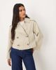 Mango Mango cotton mix cropped trench coat in beige-Neutral - 1