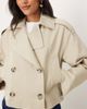 Mango Mango cotton mix cropped trench coat in beige-Neutral - 3