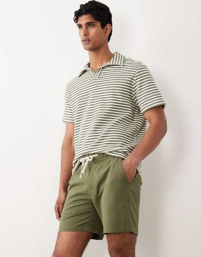 Mango Mango cotton mix draw string shorts in khaki-Green