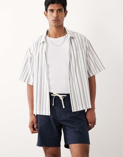 Mango Mango cotton mix draw string shorts in navy