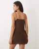 Mango Mango cotton mix embellished cami mini dress in brown - 2