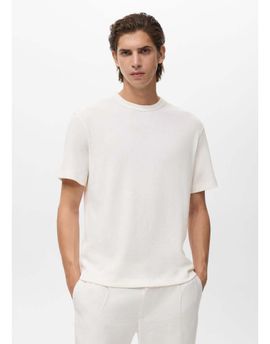 Mango Mango cotton mix fine knit T-shirt in white