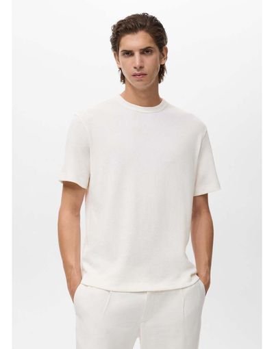 Mango Mango cotton mix fine knit T-shirt in white