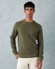 Mango Mango cotton mix knit crew neck sweater in olive green-Neutral - 1