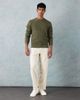 Mango Mango cotton mix knit crew neck sweater in olive green-Neutral - 2