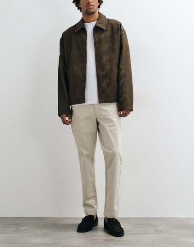 Mango Mango cotton rich slim fit pants in ecru-NEUTRAL