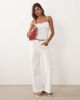 Mango Mango cotton rich strappy cami top with rose in white - 2