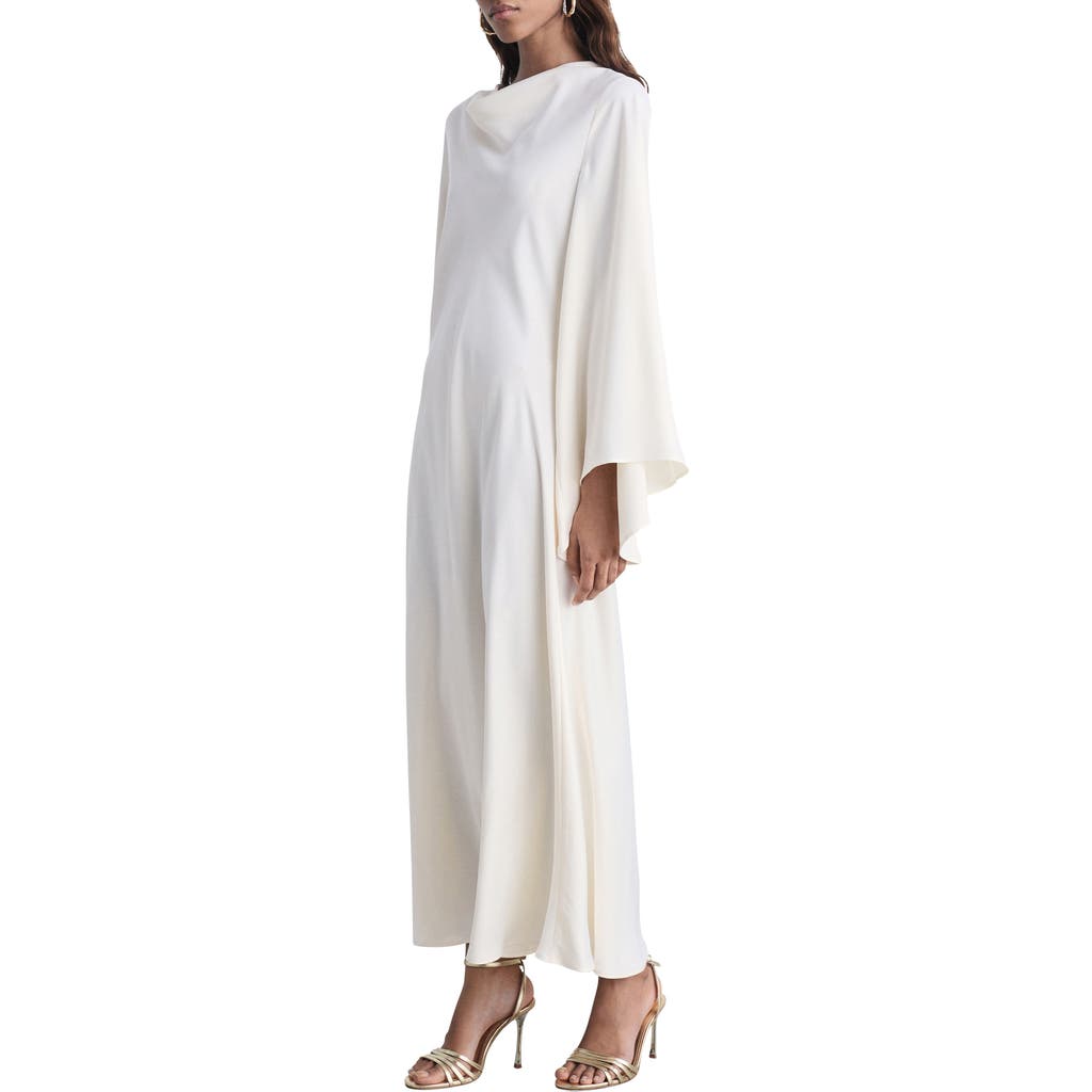 MANGO MANGO Cowl Neck Long Sleve Satin Maxi Dress
