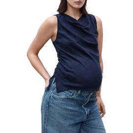 MANGO MANGO Cowl Neck Sleeveless Denim Maternity Shirt