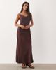 Mango Mango cowl neck strappy satin midaxi dress in brown - 2