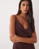 Mango Mango cowl neck strappy satin midaxi dress in brown - 3