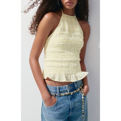 MANGO MANGO Crinkle Halter Camisole