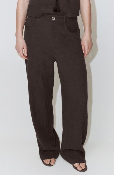 MANGO MANGO Crinkled Cotton Balloon Pants