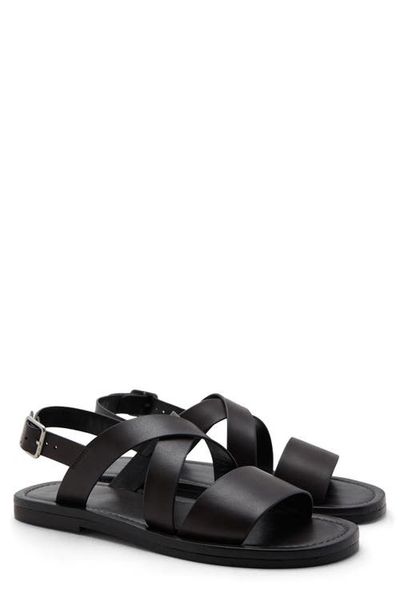 MANGO MANGO Crisscross Leather Sandal