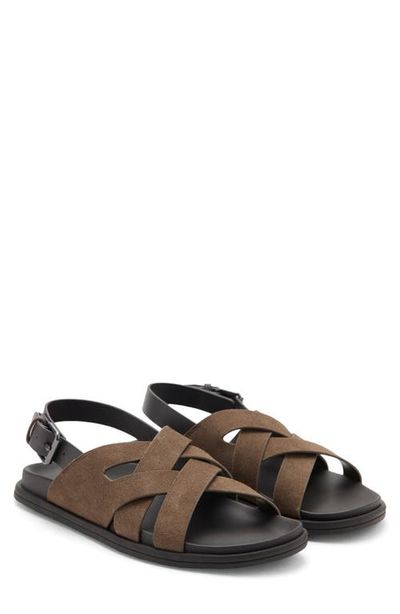 MANGO MANGO Crisscross Leather Slingback Sandal