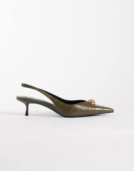 Mango Mango croc pumps with embellishment in khaki-Green
