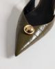 Mango Mango croc pumps with embellishment in khaki-Green - 2