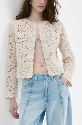 MANGO MANGO Crochet Cotton Blend Cardigan