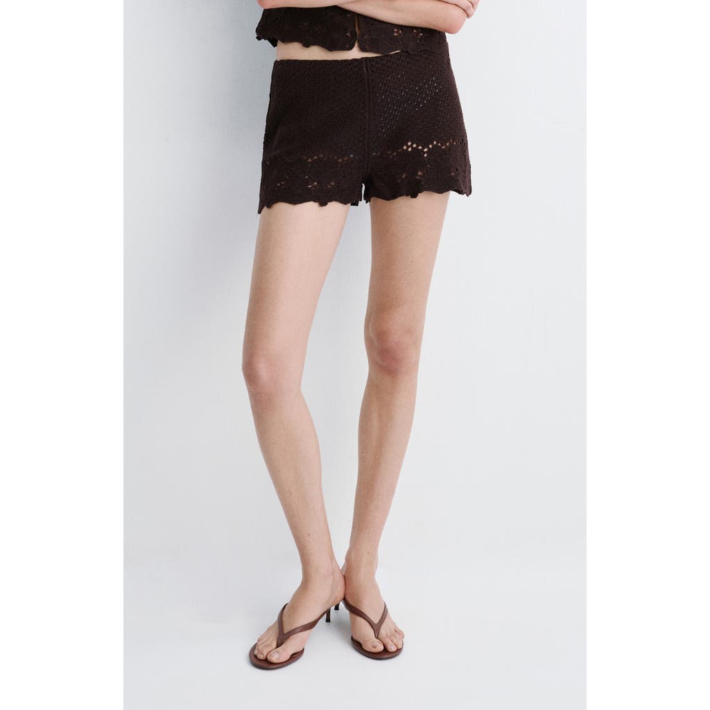 MANGO MANGO Crochet Mid Rise Mini Shorts