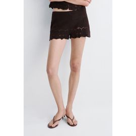 MANGO MANGO Crochet Mid Rise Mini Shorts