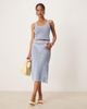 Mango Mango crochet straight fit embelished midi skirt in sky blue - part of a set - 1