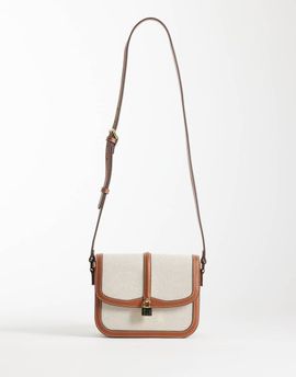 Mango Mango cross body bag with buckle in cream-Neutral