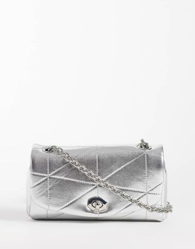 Mango Mango cross body bag with chain strap in silver