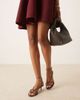 Mango Mango cross strap detail heeled sandals in chocolate brown - 3