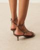 Mango Mango cross strap detail heeled sandals in chocolate brown - 4