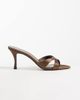 Mango Mango cross strap heeled mules in brown - 1