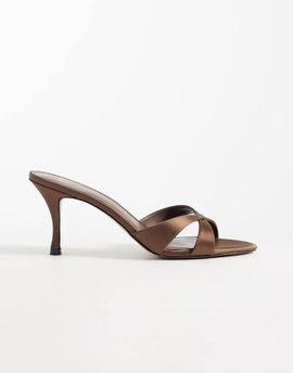 Mango Mango cross strap heeled mules in brown
