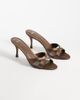 Mango Mango cross strap heeled mules in brown - 2