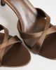 Mango Mango cross strap heeled mules in brown - 4