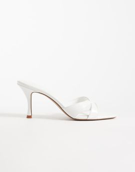 Mango Mango cross strap heeled mules in white