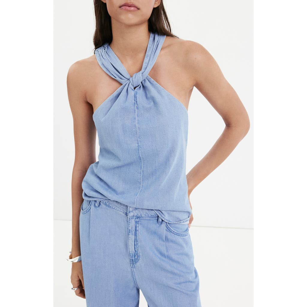 MANGO MANGO Crossed Strap Denim Top