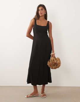 Mango Mango cut out midaxi dress in black