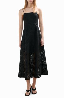 MANGO MANGO Cutwork Embroidery Midi Dress