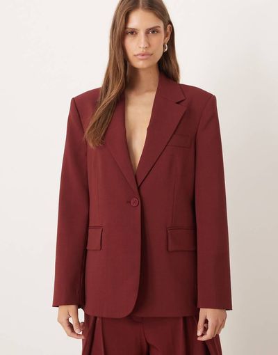 Mango Mango Dani oversized blazer in dark red - part of a set