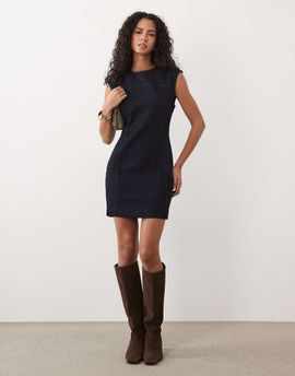 Mango Mango denim mini dress in indigo-Blue