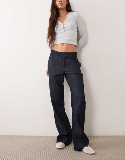 Mango Mango denim pants in indigo-Blue