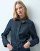 Mango Mango denim shirt with contrast tie neck-Blue - 1