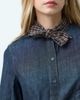 Mango Mango denim shirt with contrast tie neck-Blue - 4