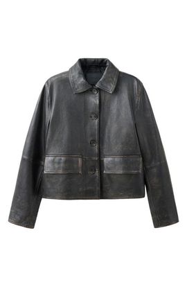 MANGO MANGO Distressed Leather Jacket