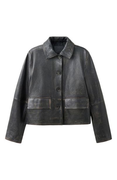 MANGO MANGO Distressed Leather Jacket